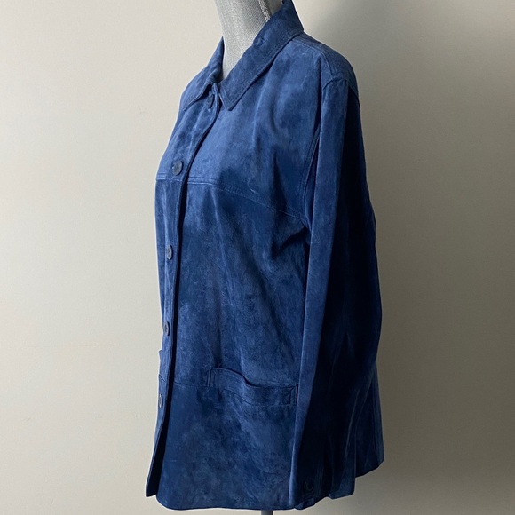 Y2K St. John's Bay Women's Navy Blue Suede Leather Jacket Size Large - Picture 4 of 12